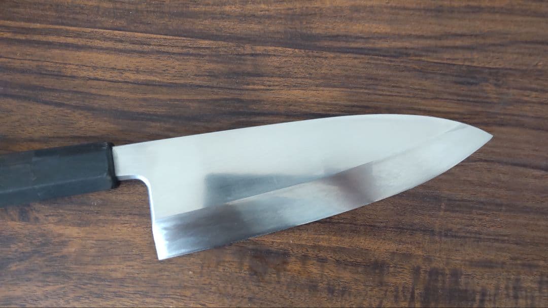 梵静刃物　出刃包丁　黒檀水牛八角柄　175mm