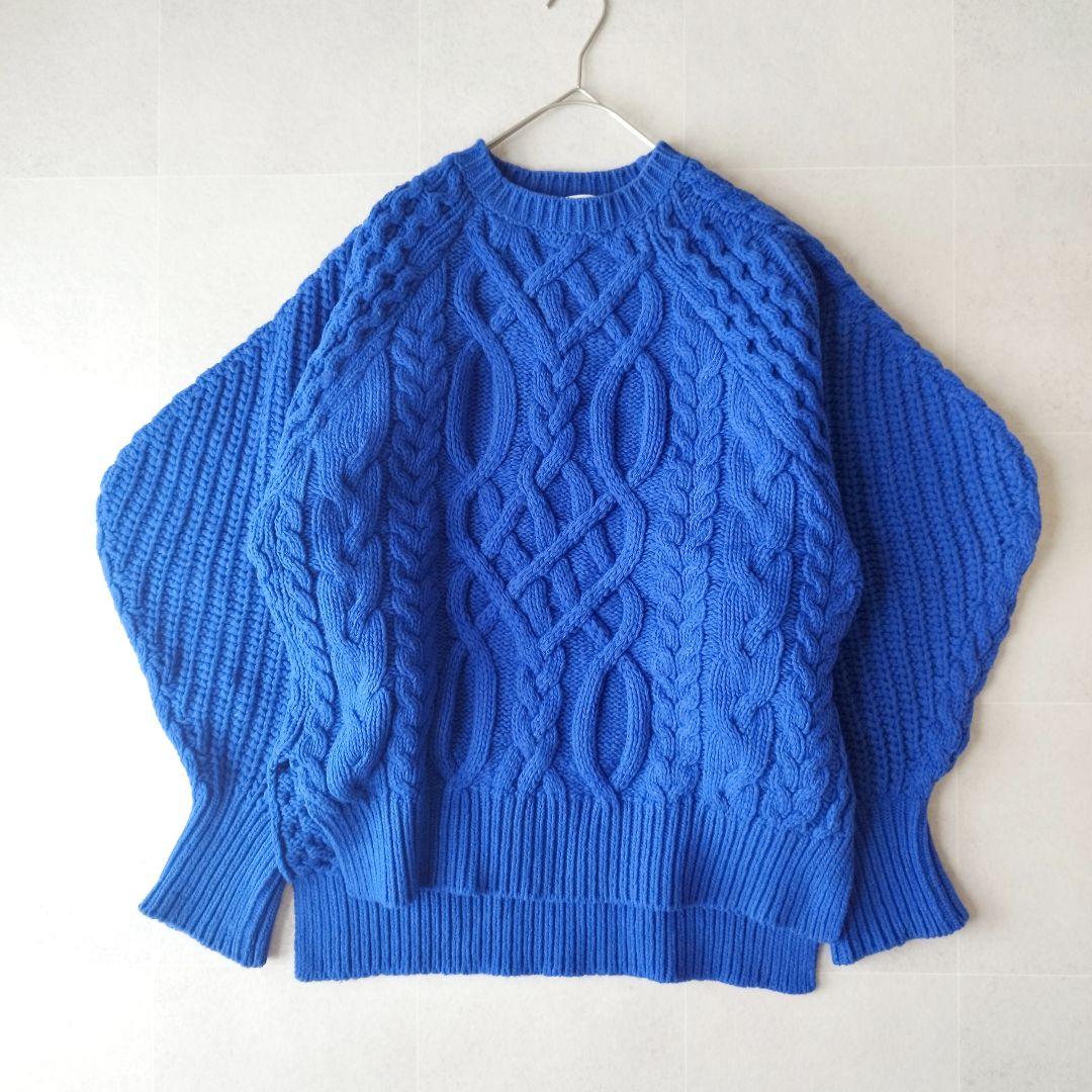 個性派エンフォルド Aran Pattern Volume Sleeve ニット