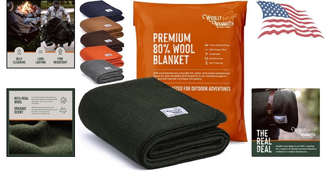 登山☆キャンプに☆Woolly Mammoth Wool Blanket