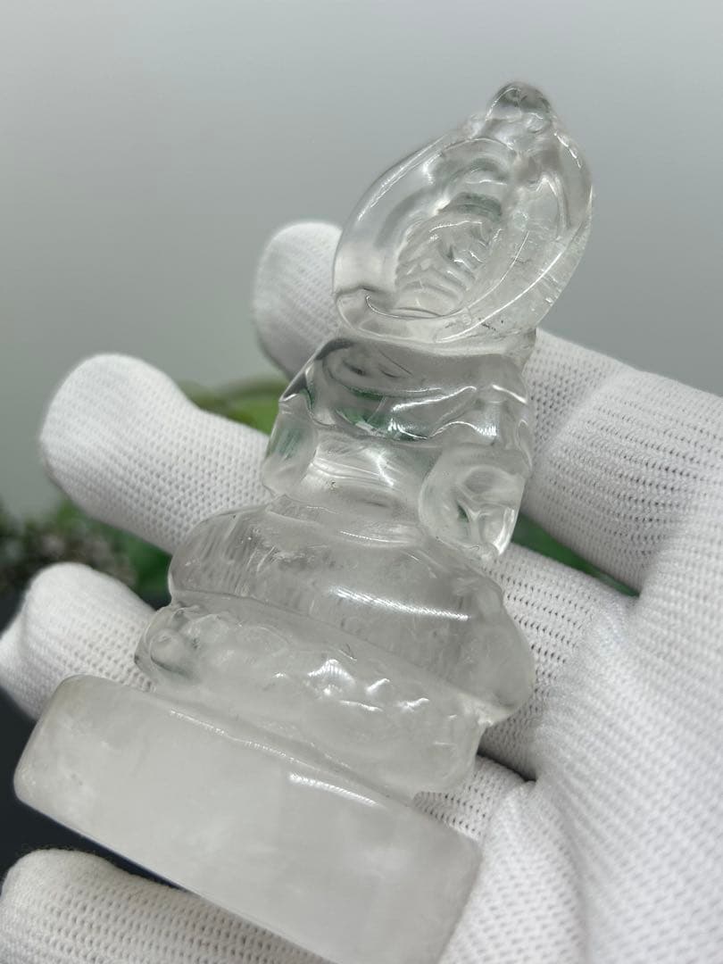 天然石水晶　観音菩薩様置物　No.2334