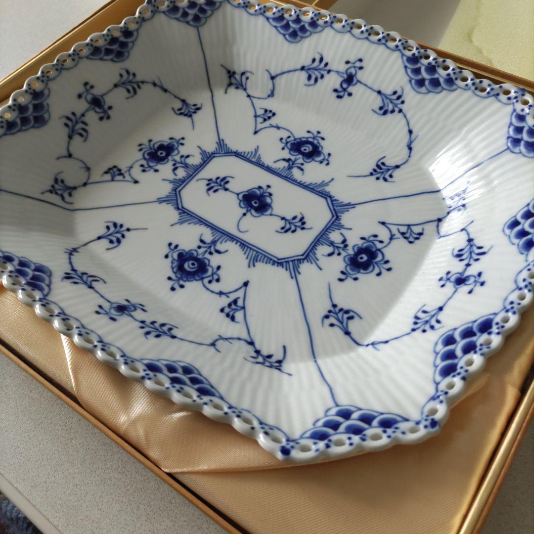 希少 新品ロイヤルコペンハーゲン フルレース ケーキ ディッシュ スクエア