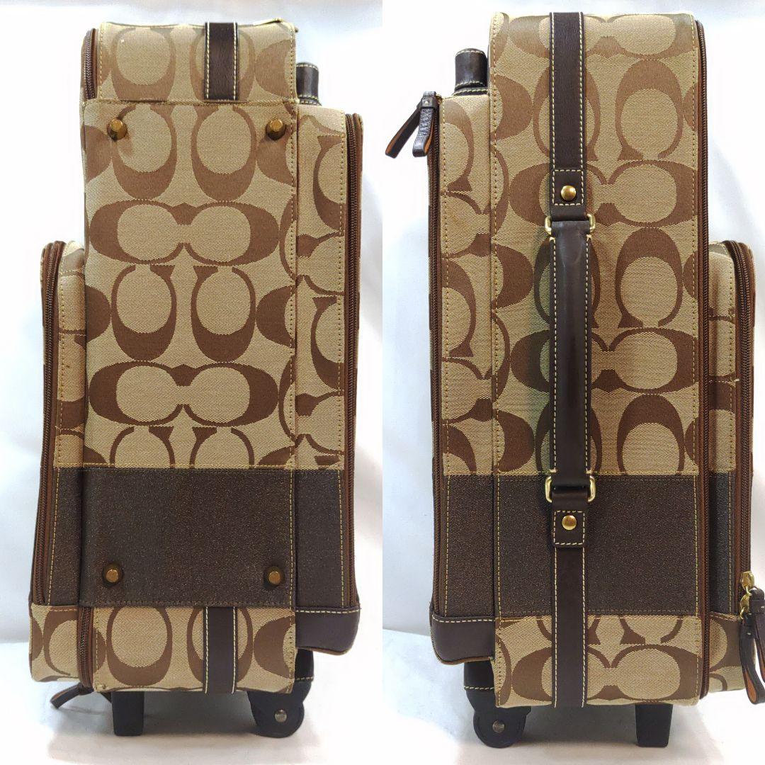 【美品】コーチ キャリーケース 旅行鞄 キャンバス×レザー シグネチャー