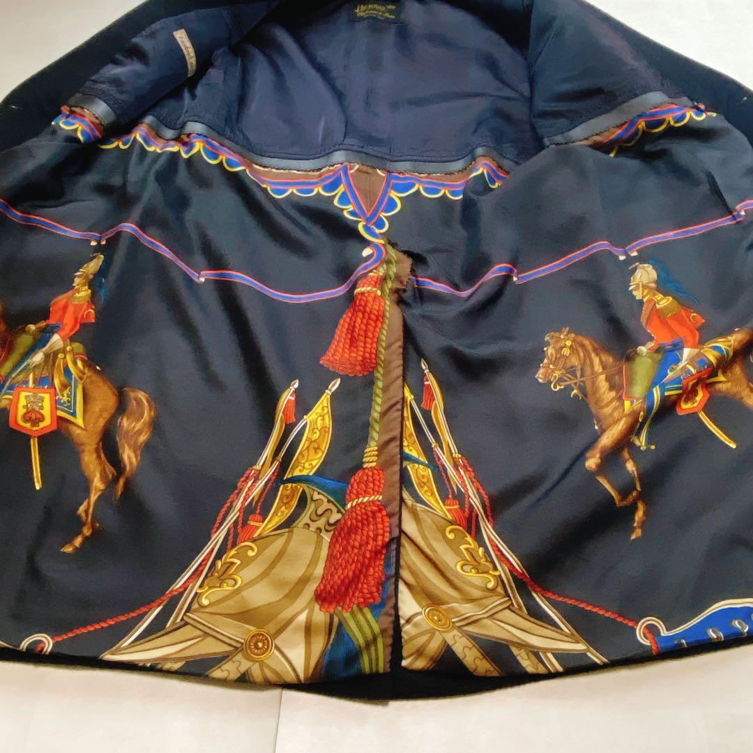 ヘルノ カシミヤ シルク100 ダブルチェスターコート52XL スカーフ柄