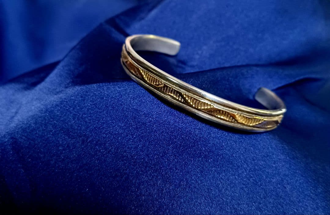 希少　ブルースモーガン　14K×SILVER ウォーターウエーブ バングル