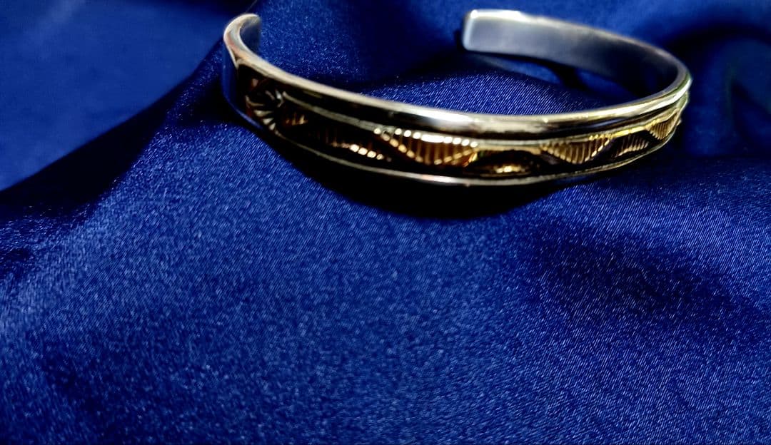 希少　ブルースモーガン　14K×SILVER ウォーターウエーブ バングル