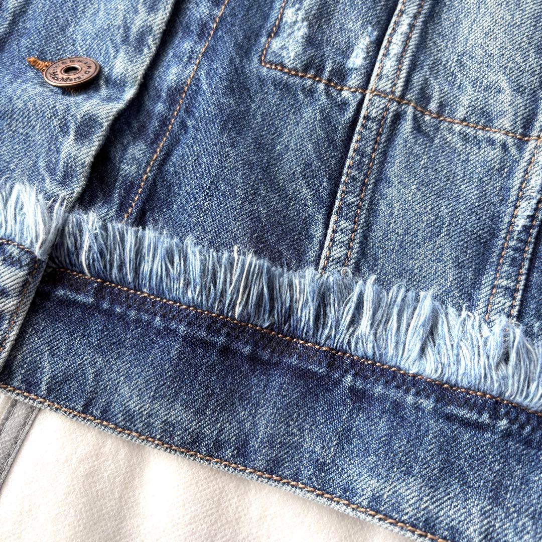 新品同様‼️マックスマーラ エレガントなノーカラー デニムジャケットGジャン