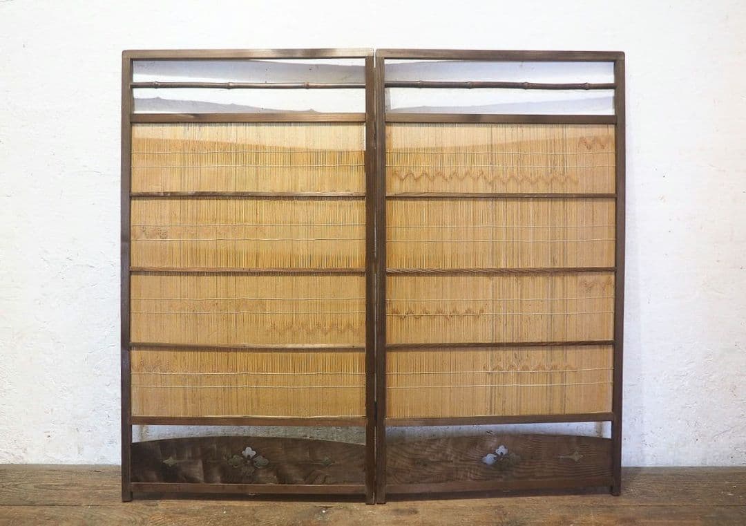 1344 折りたたみ式のレトロな衝立　パーティション　間仕切り　旅館　居酒屋