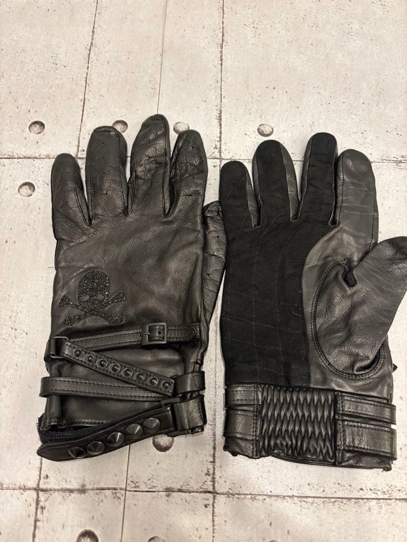 ♦︎Roen ロエン　ラムレザー スワロフスキースカル スタッズ ベルト グローブ