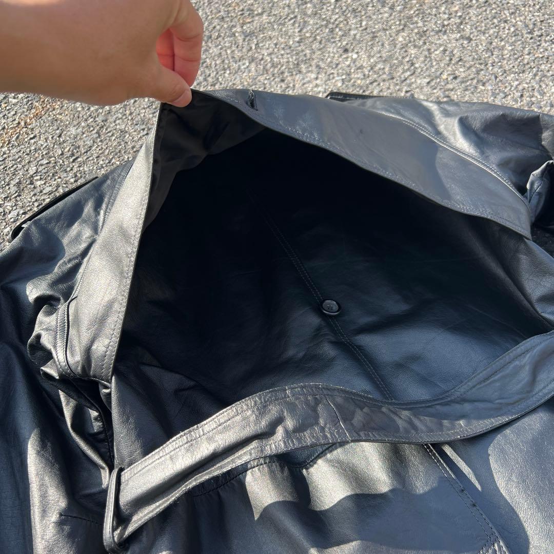 80s 日本製 牛革レザー トレンチコート