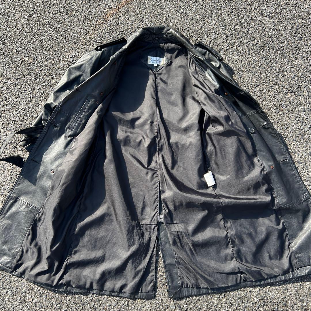 80s 日本製 牛革レザー トレンチコート