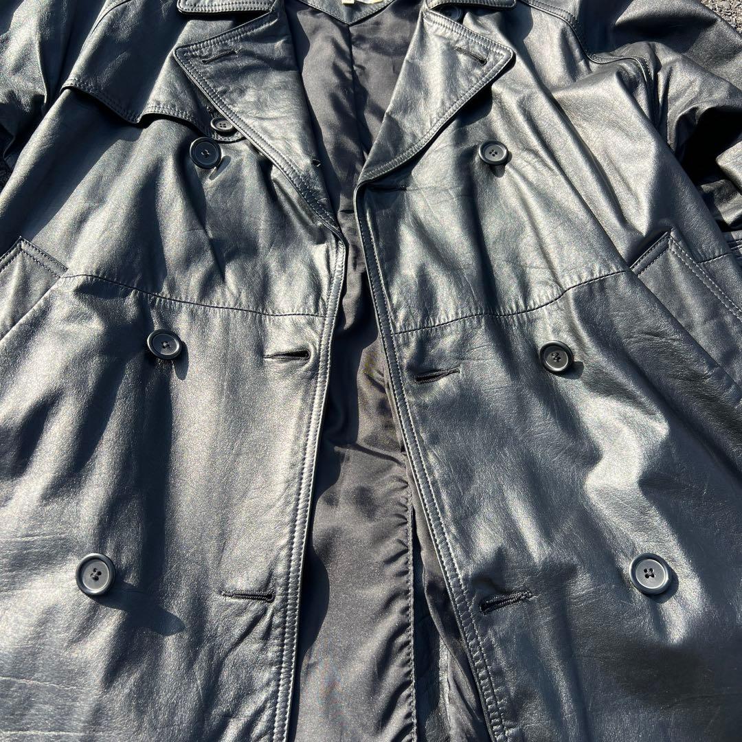 80s 日本製 牛革レザー トレンチコート