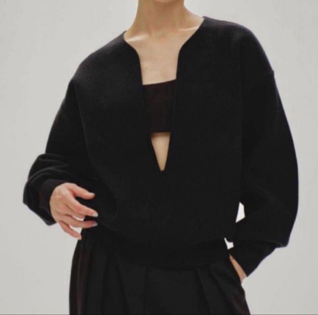 todayful Slit Neck Knit 【BLACK】