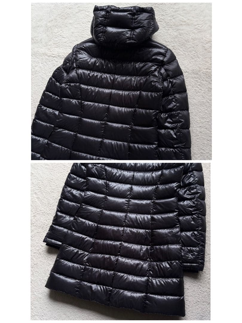 【美品】ヘルノ ライトダウンコート ロング丈 フード付き ダブルジップ 黒 XL