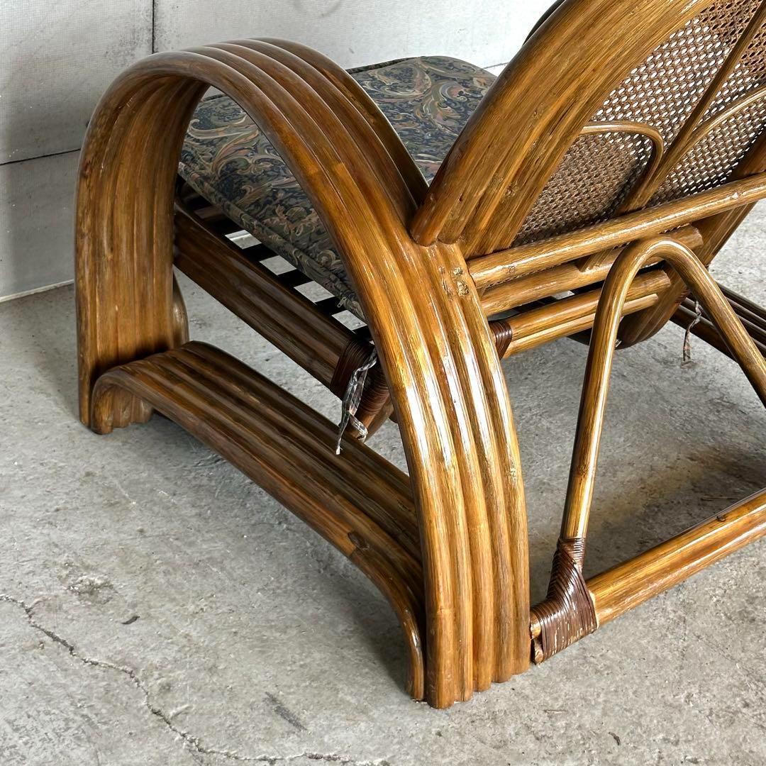 ꧁オールドラタン꧂カフェ風✦レトロラタン大型アームチェア　1人掛けソファー