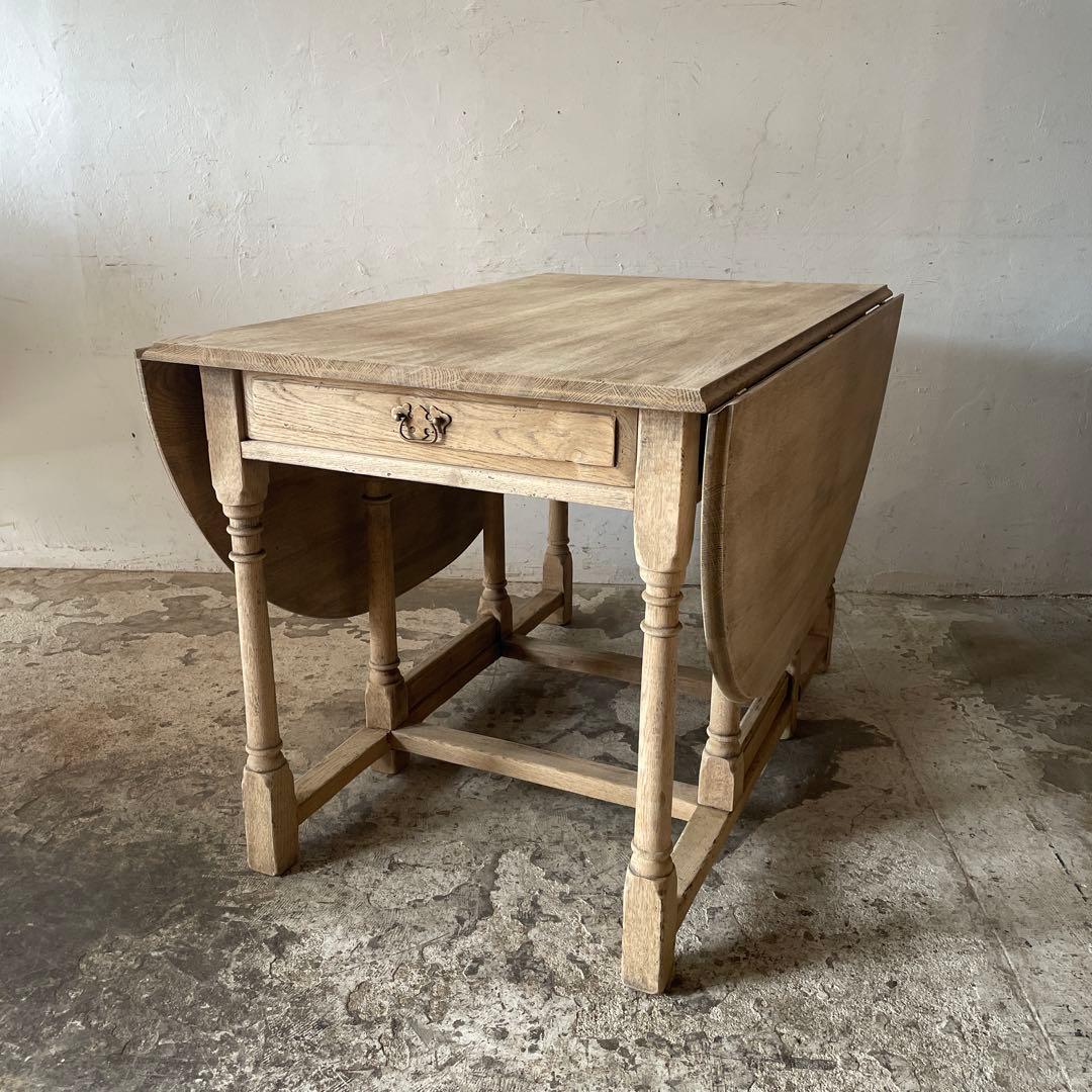 ビンテージ　ドロワーゲートレッグテーブル ドロップリーフテーブル 剥離