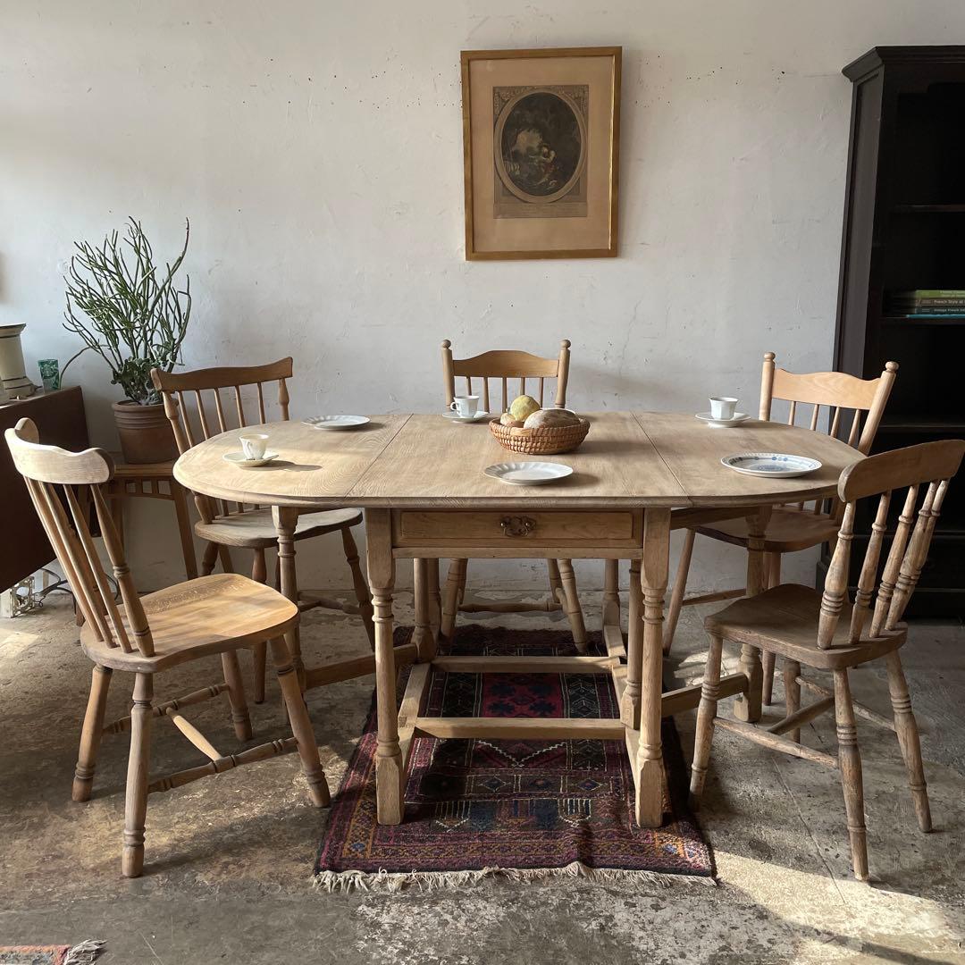 ビンテージ　ドロワーゲートレッグテーブル ドロップリーフテーブル 剥離