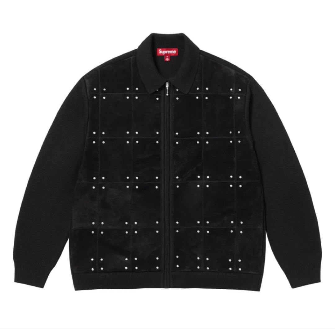 トップス M Supreme Studded Suede Zip Up Cardigan