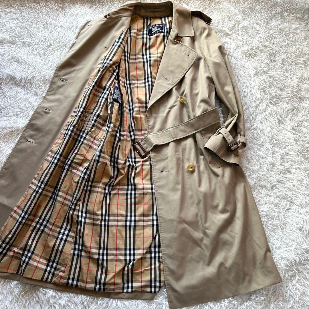 【希少L 美品】バーバリー　トレンチコート　ベルト付き　ベージュ　メンズ　48