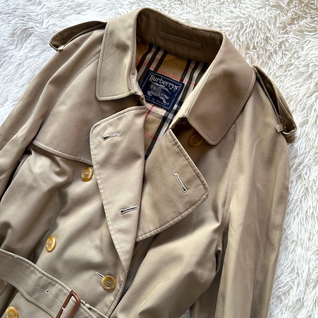 【希少L 美品】バーバリー　トレンチコート　ベルト付き　ベージュ　メンズ　48