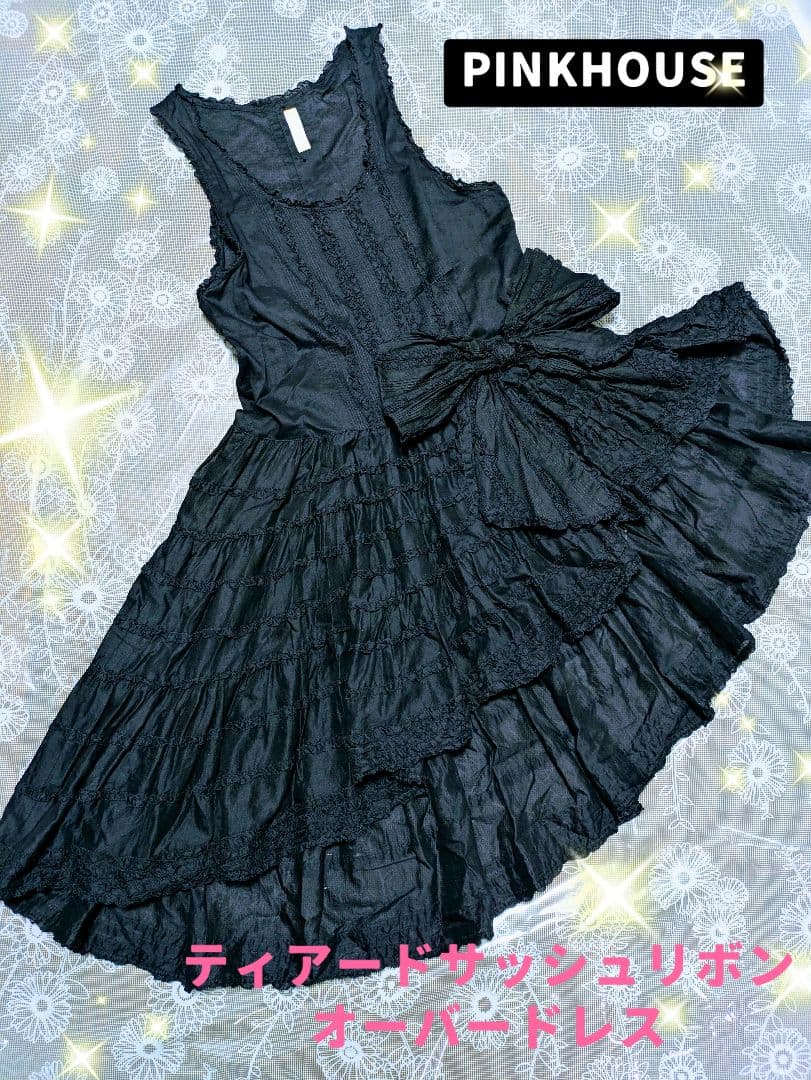 PINKHOUSE 綿ローン ティアードサッシュリボン オーバードレス