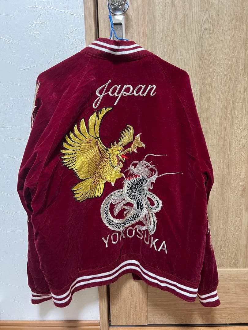 貴重　ヴィンテージ　スカジャン　ベロア　刺繍　鷹　龍