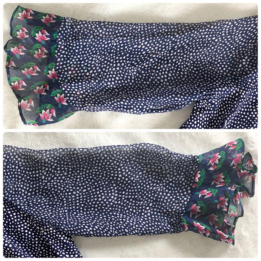 ダイアンフォンファステンバーグ シルク シフォンフリル ラップワンピ 6 紺