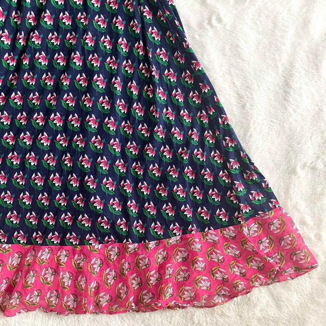 ダイアンフォンファステンバーグ シルク シフォンフリル ラップワンピ 6 紺