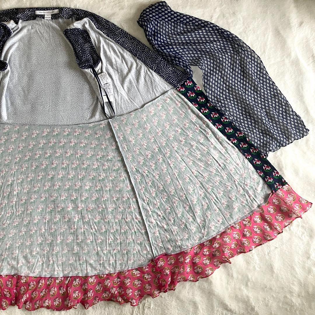 ダイアンフォンファステンバーグ シルク シフォンフリル ラップワンピ 6 紺