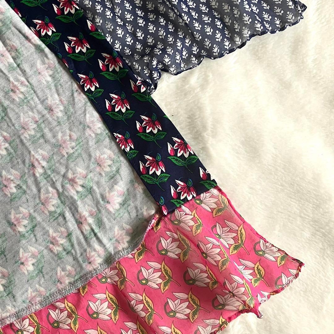 ダイアンフォンファステンバーグ シルク シフォンフリル ラップワンピ 6 紺