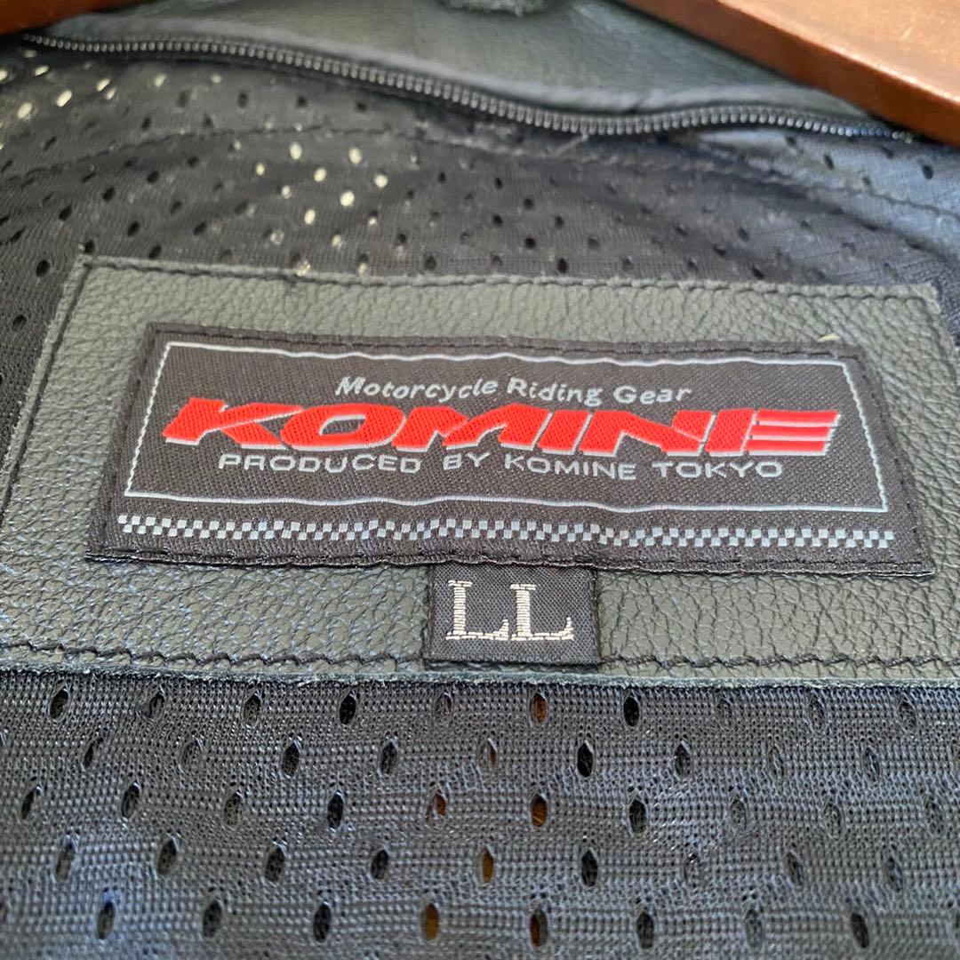 【良品✨】KOMINE バイカー ライダースジャケット シングル 黒 白 XL