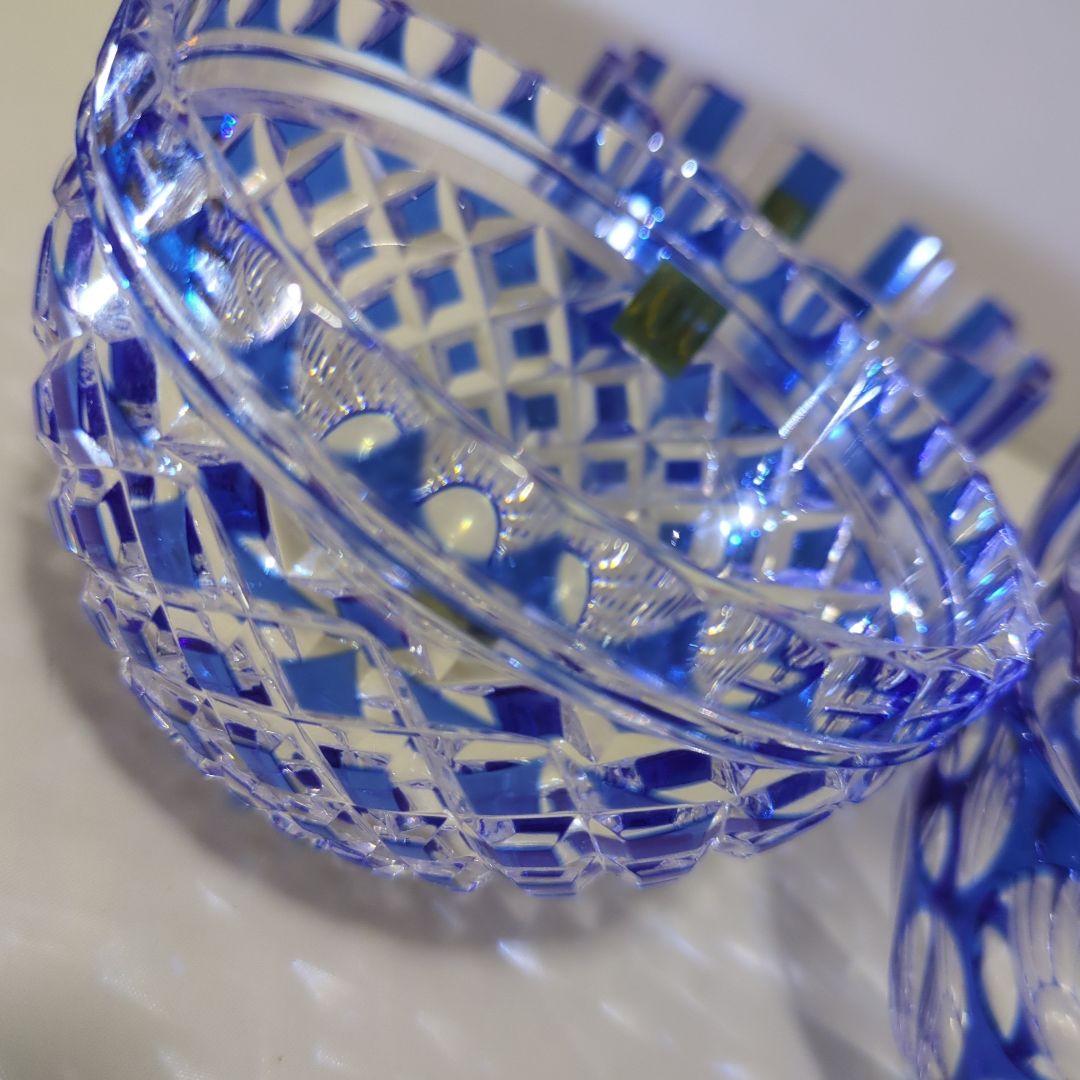 超希少 未使用 HOYA CRYSTAL ホヤクリスタル 瑠璃切子小鉢4セット