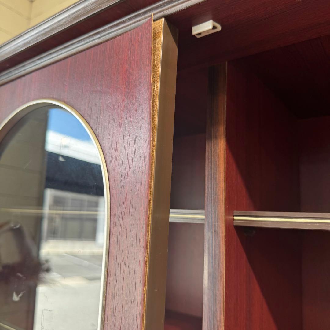 昭和レトロ　アーチ窓　食器棚　キャビネット　シックなブラウン　希少　ビンテージ