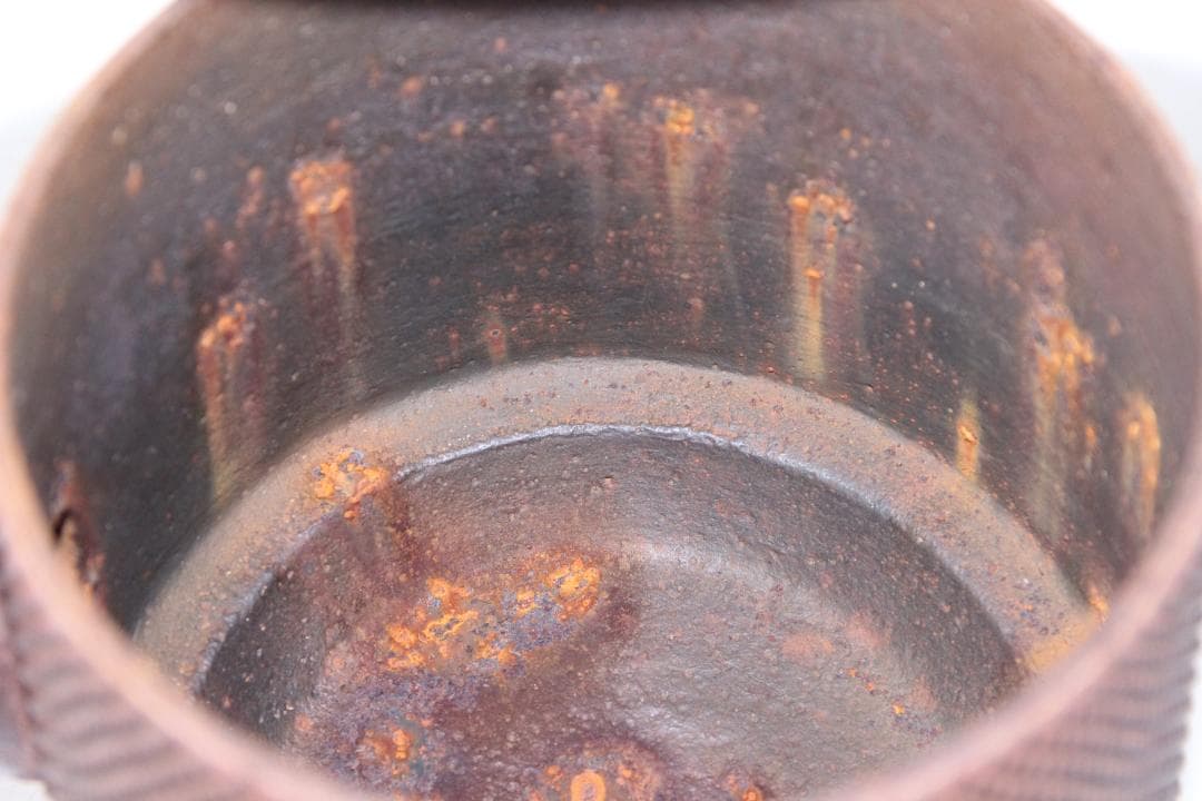 南部鉄瓶 光原社 北鳳造 身在銘　寸筒鉄瓶　約1300ml 霰 EM3-13