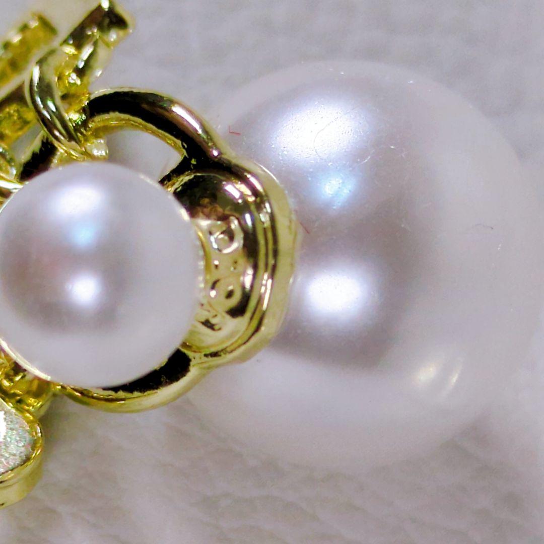 美品 ディオール Dior ピアス パール ラインストーン ゴールド