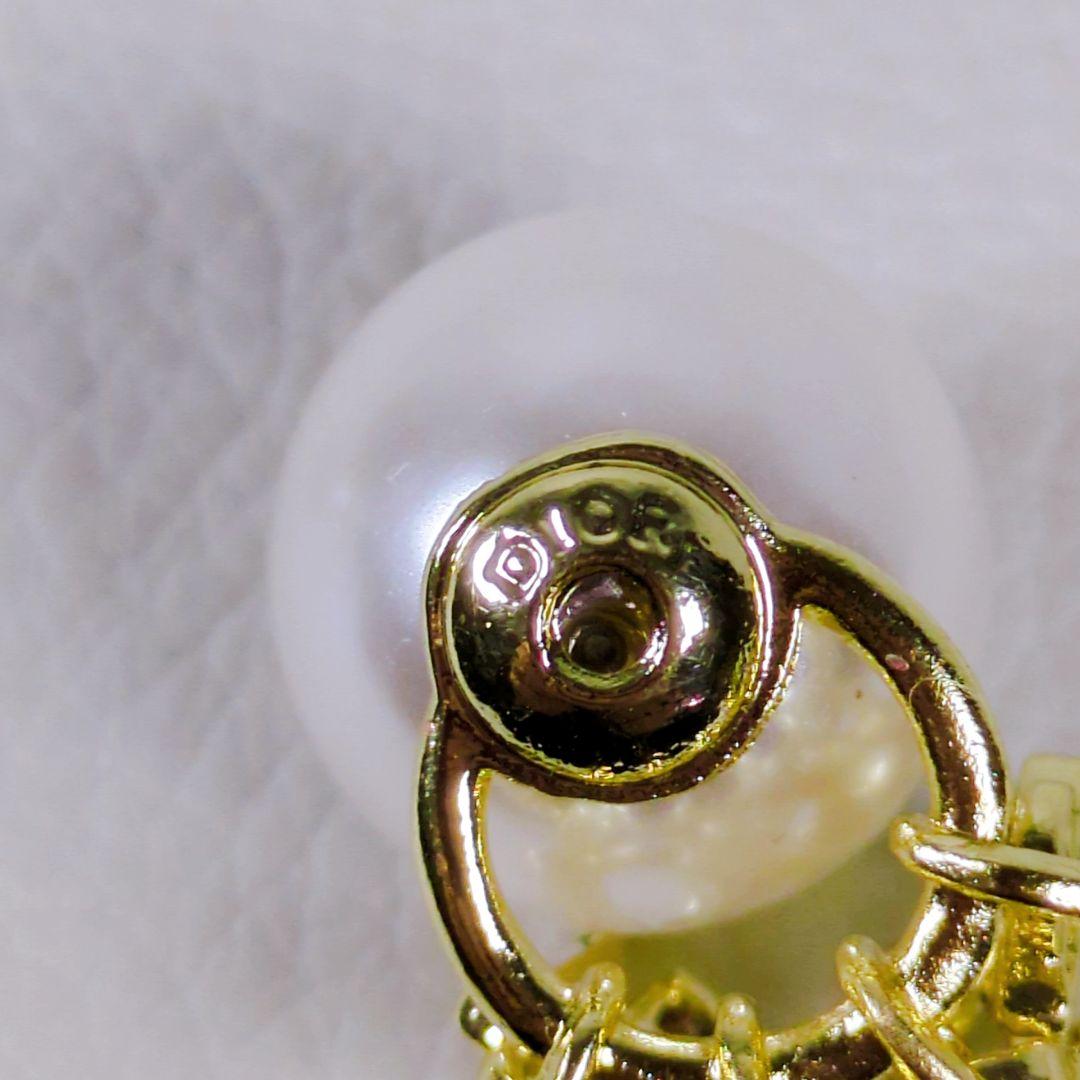美品 ディオール Dior ピアス パール ラインストーン ゴールド