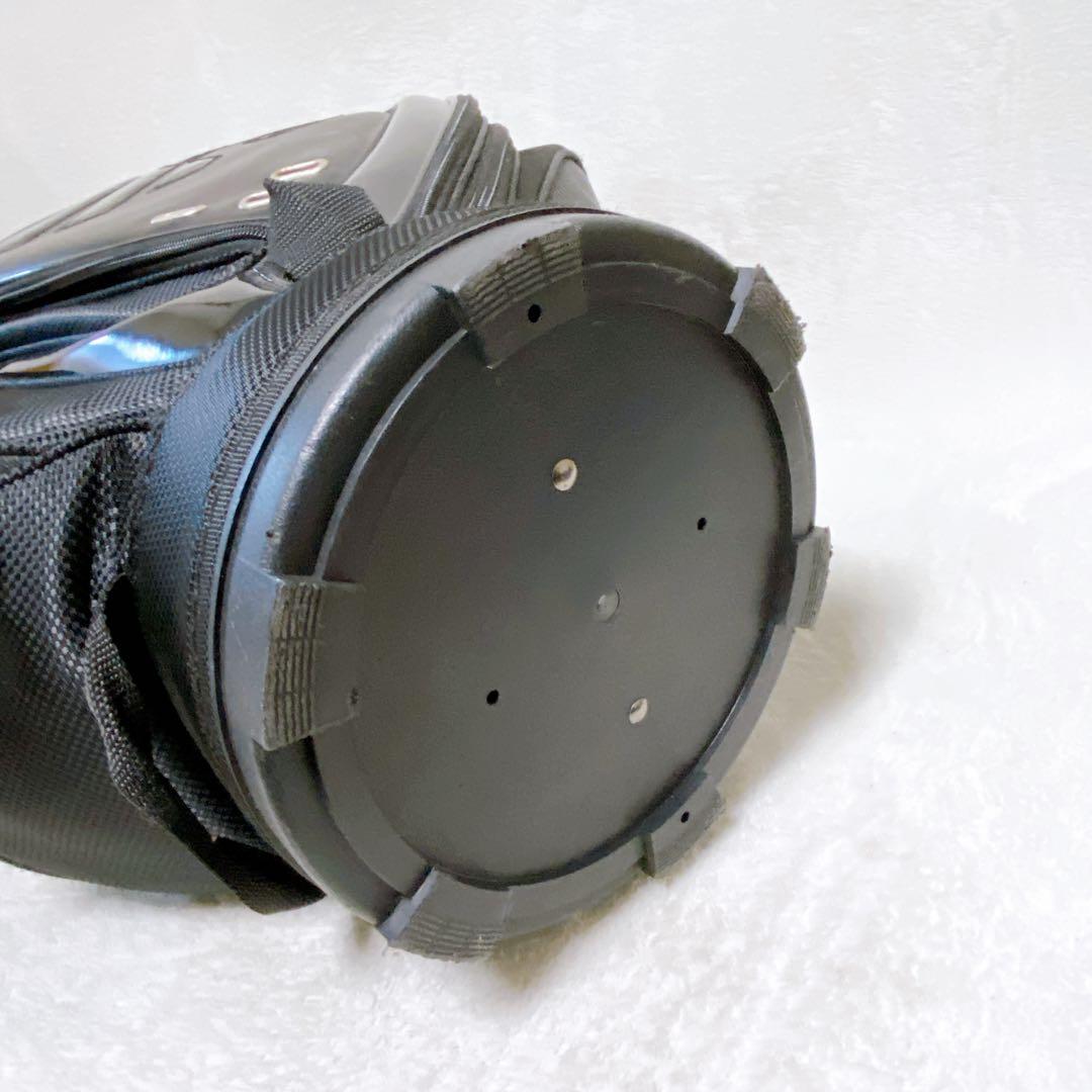 アディダス　キャディバッグ　オールブラック　黒　エナメル　合成皮革　9型　5分割