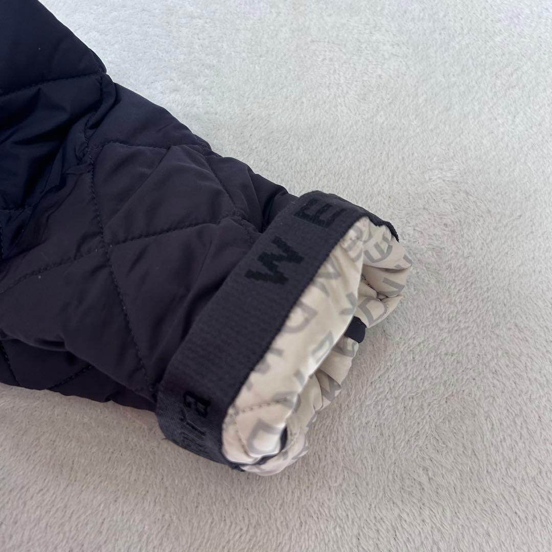 極美品✨マックスマーラ　キルティング　総ロゴ 総柄　フード　コート　ネイビー