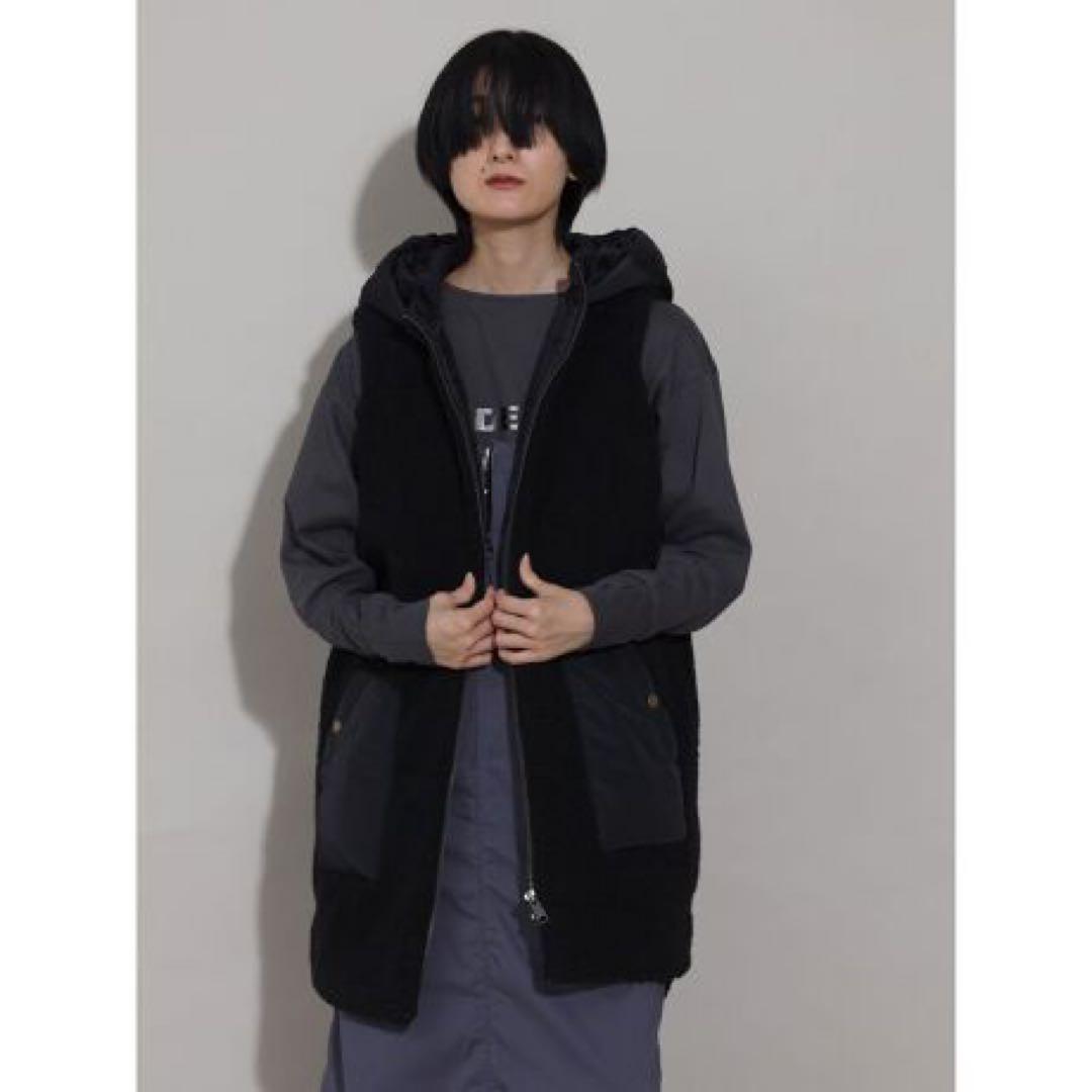 新品★定価21,000円　LASUD フード付きボアベスト 9号 黒