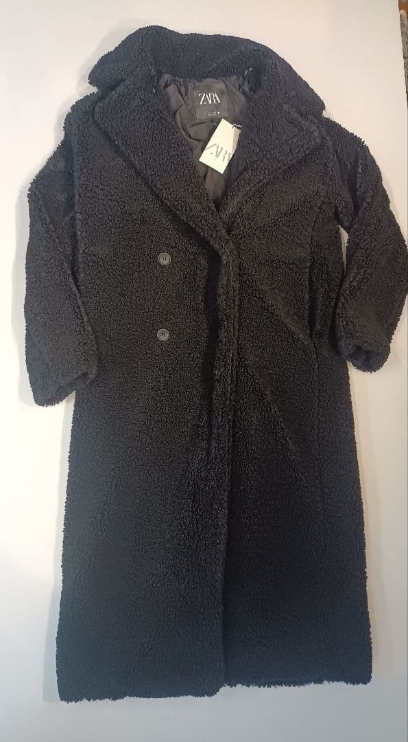 ★レディースS★新品タグ付き ZARA エクストラロング フェイクボアコート