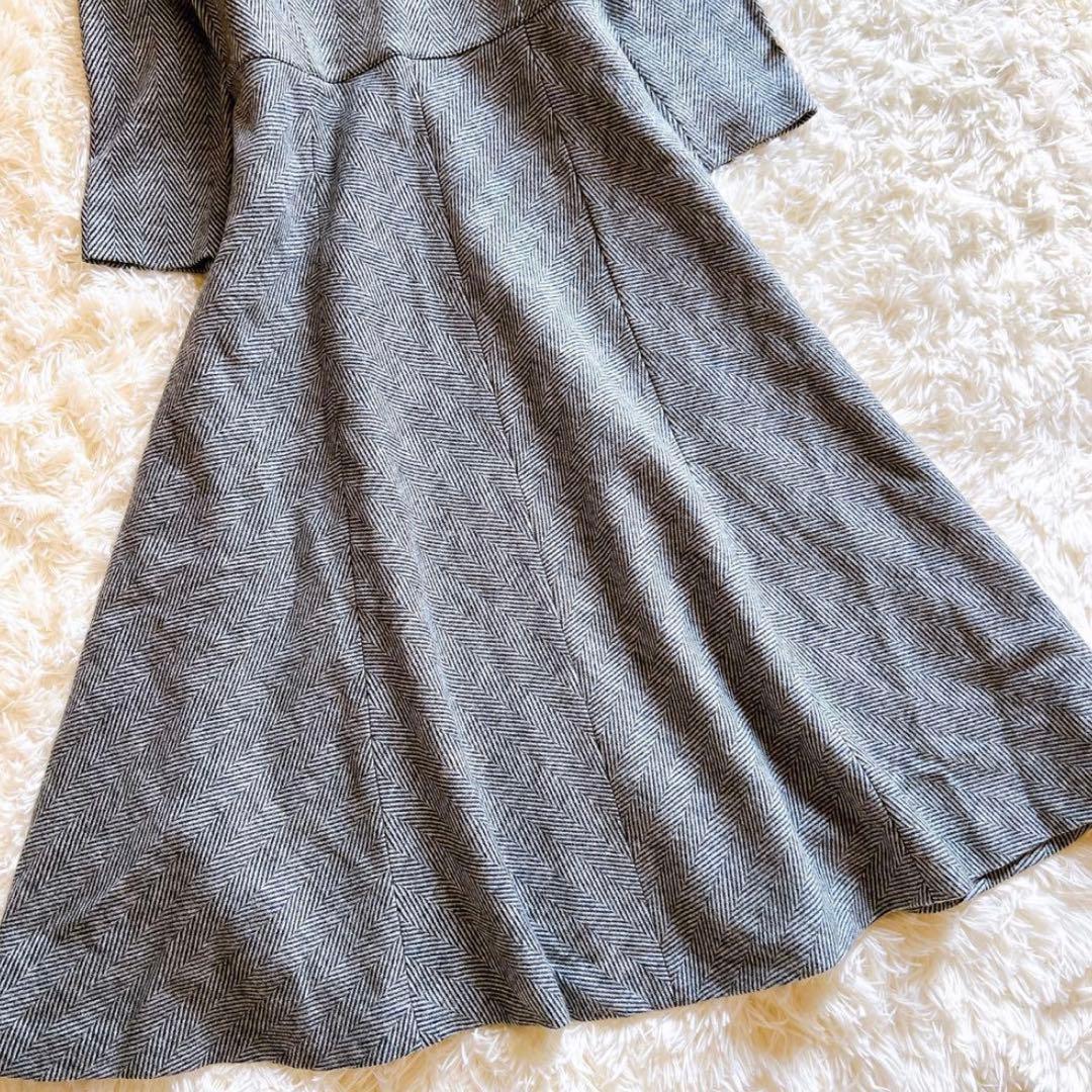 ANAYI アナイ　Vネック 長袖 フレアワンピース