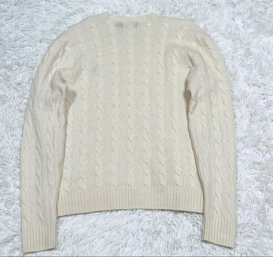 ポロラルフローレンカシミヤ混ケーブルニット　アイボリー　M