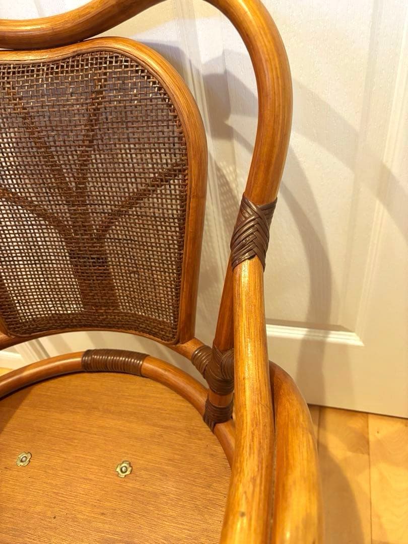 籐　ラタン　椅子　チェア　回転　アンティーク　レトロ