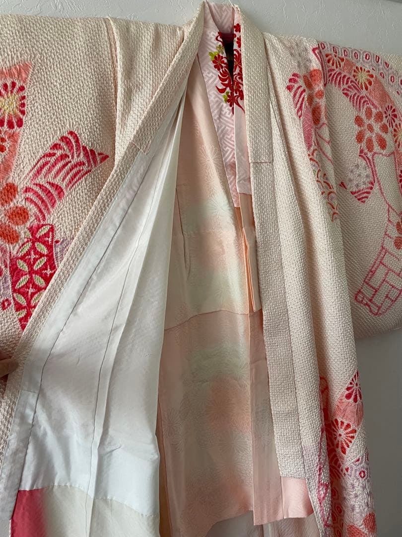 七五三　7歳　正絹　総絞りのお着物セット　大寸作り帯