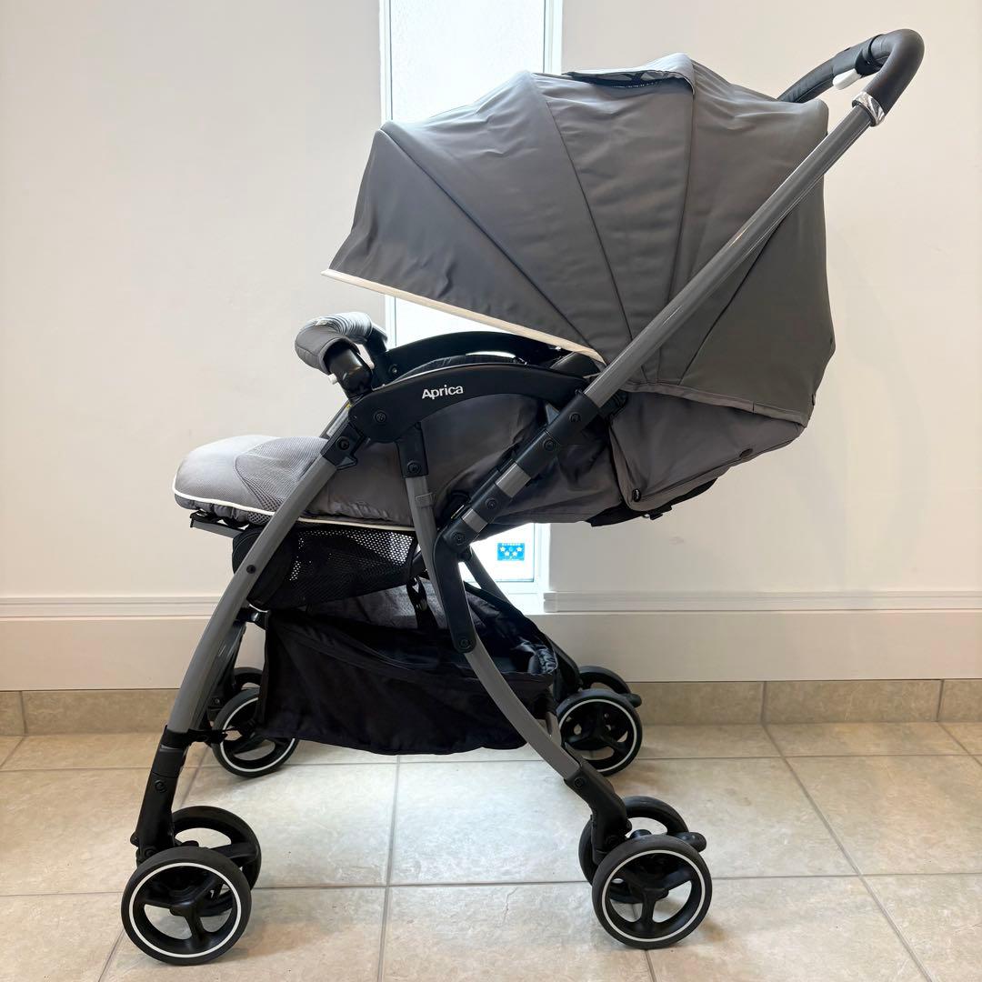 【美品】 Aprica ラクーナ クッション ベビーカー グレー 両対面式 A型
