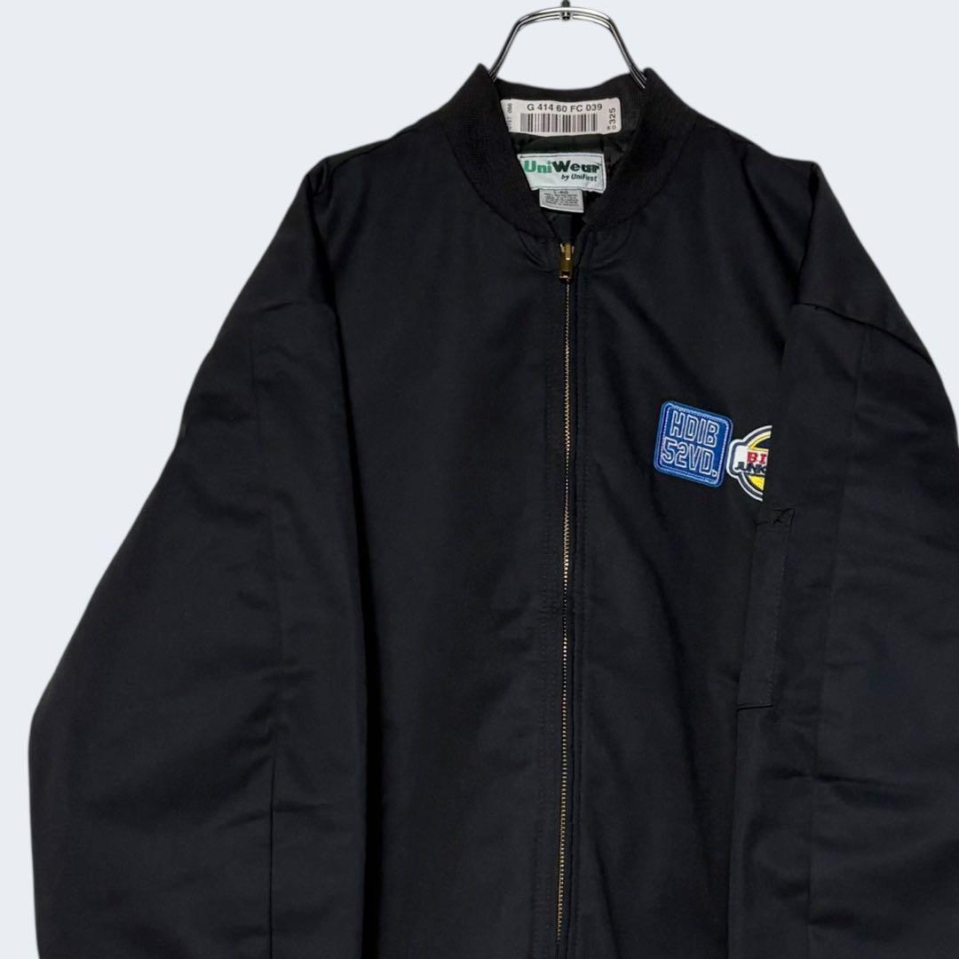 美品 USA古着 ワークジャケット ジップアップブルゾン 黒 L ジャンパー