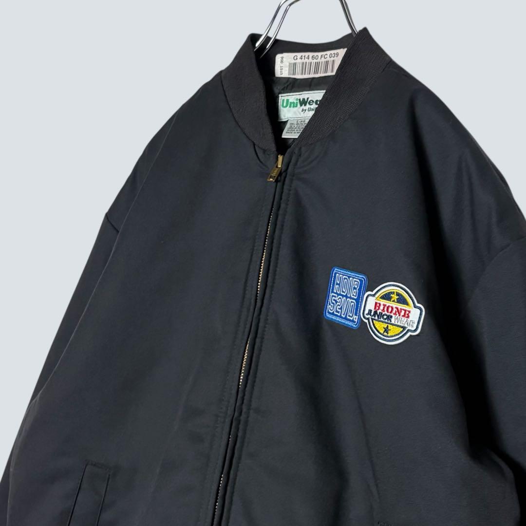 美品 USA古着 ワークジャケット ジップアップブルゾン 黒 L ジャンパー