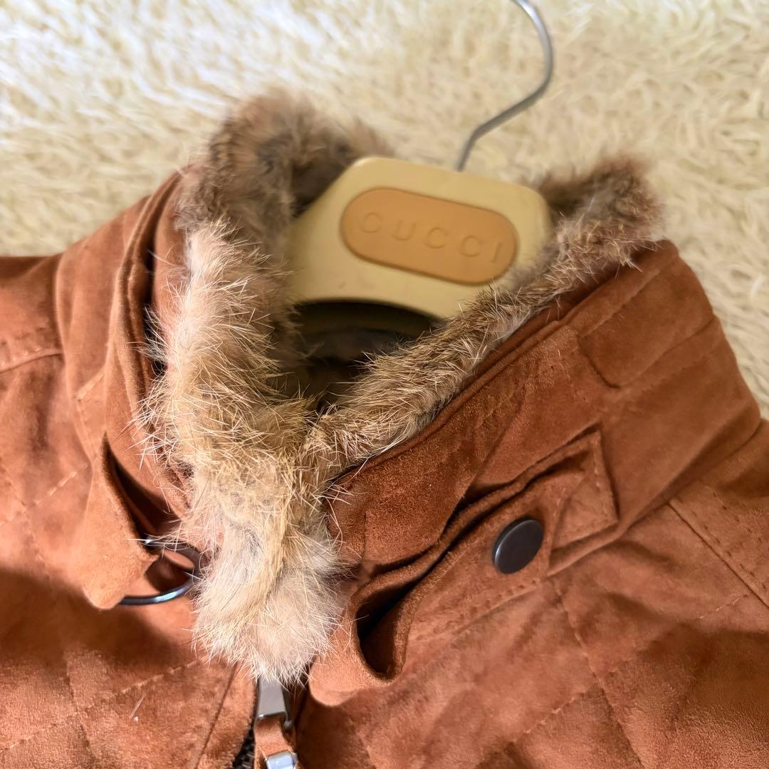 EMMETI BEAMS別注 ファー付スウェードレザージャケット ブラウン 46