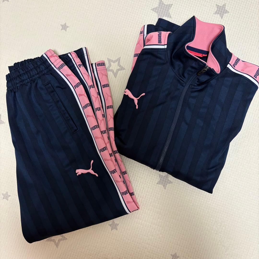PUMA プーマジャージ　トラックジャケット　ジャージ上下セット　ネイビーピンク