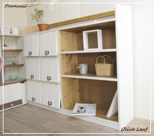 サイズオーダー可！●超ワイド6枚パタパタキャビネット●シャビーブラウン受注製作