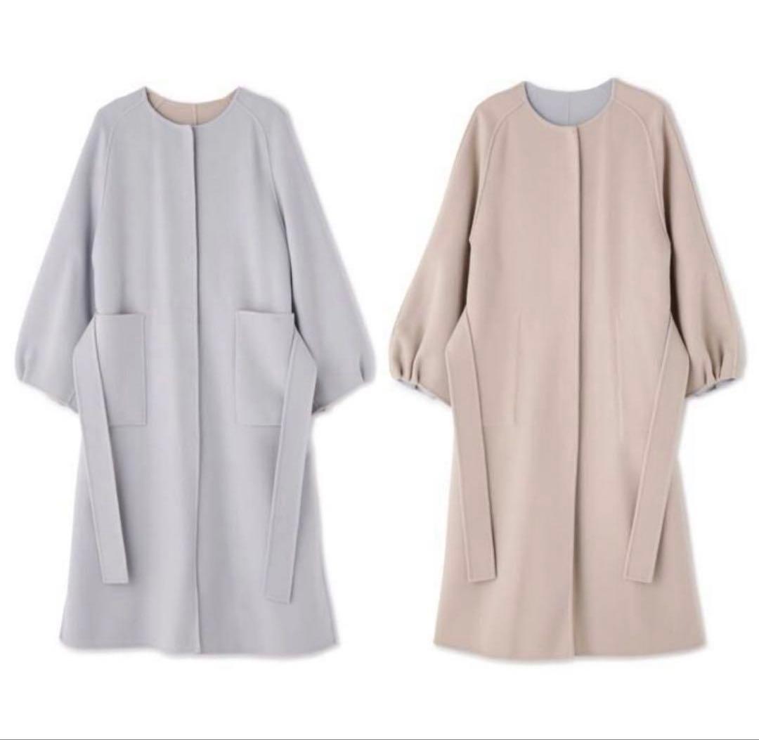 カシミア✨️10,5万 アドーア 2TONE ノーカラーリバーシブルリバーコート